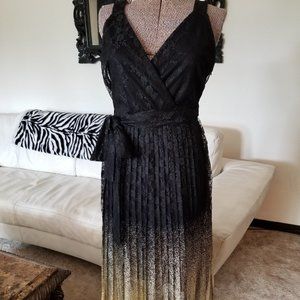 Worthington Black Gold Lace Evening Dress Sz8 NWT